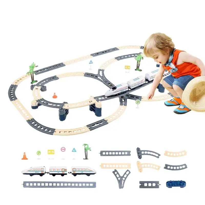 Zasilany z baterii kolei kolejowej elektryczny, wysoki elementy konstrukcyjne kolei zabawki dla dzieci do kreatywnej dekoracji zabawki lokomotyw