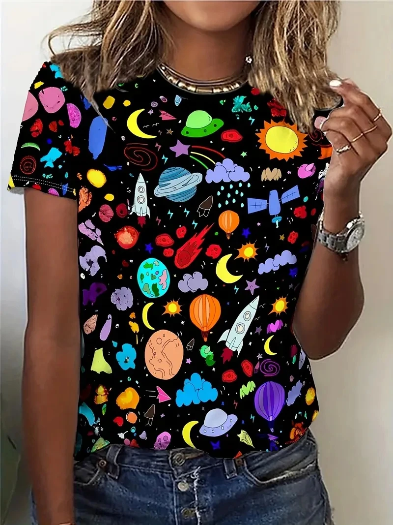 

Женская футболка с короткими рукавами и 3D-принтом PLUS, свободная и повседневная, мягкая, удобная и дышащая, для занятий спортом на открытом воздухе