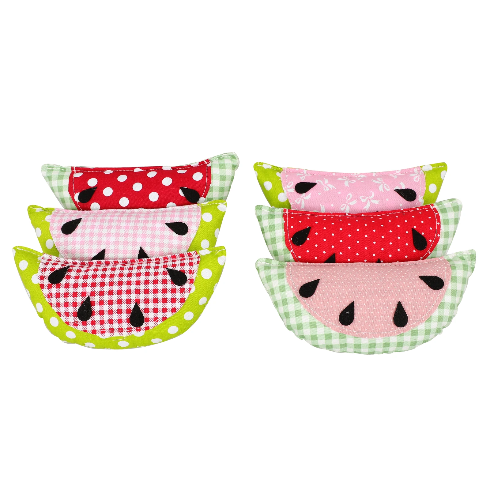 

6pcs Home Decoration Small Ornaments Artificial Fabric Watermelon Decorative Fruits Realistic Fake for Tiered Tray Party