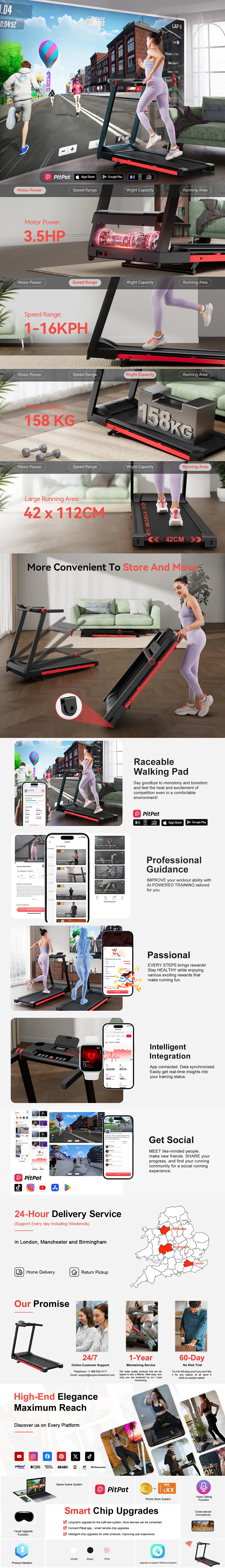 Ausverkaufsförderung 3,5 PS faltbares Neigungs-Laufband-Walkingpad für zu Hause mit Lenkerhalter 350LBS LCD-Bildschirm App-Datenmonitor – Detail 1