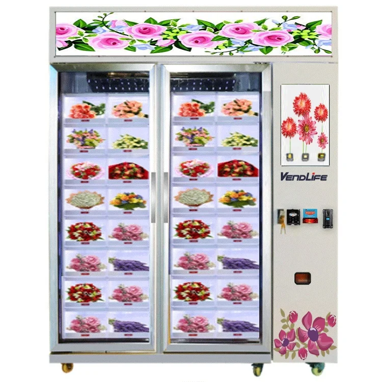 Innovative Fresh Flower Vending Machine with Cooler Elegant Design Automatic Self Service Floral Retail Kiosk Vendor Pro