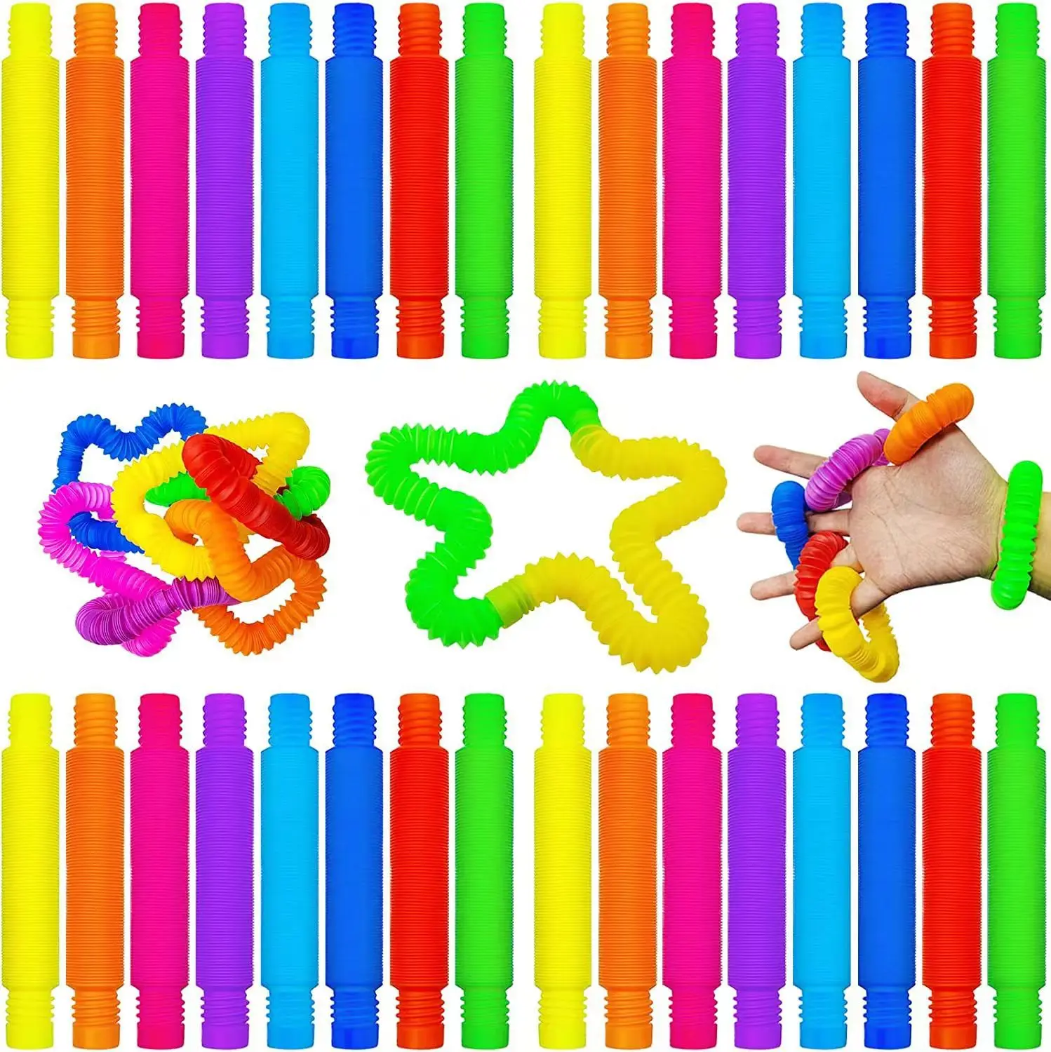 Tubos telescópicos coloridos de 10-50 Uds., juguetes antiestrés, tubos Pop sensoriales de plástico, juguetes para aliviar el estrés para adultos y niños, recuerdos de fiesta
