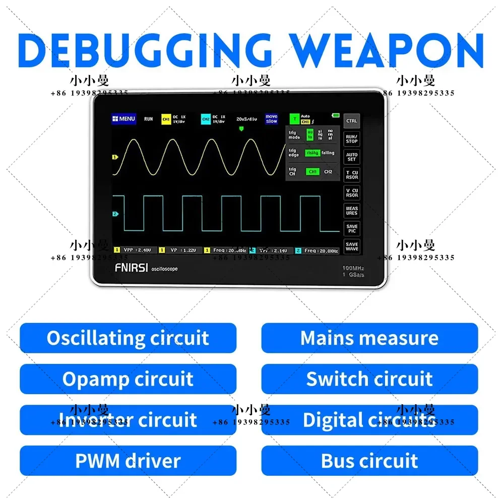 FNIRSI 1013D Plus Tablet Oscilloscope 7inch TFT LCD Touch Screen, 2 Channel 100MHz Bandwidth 1GSa/s Sampling Rate
