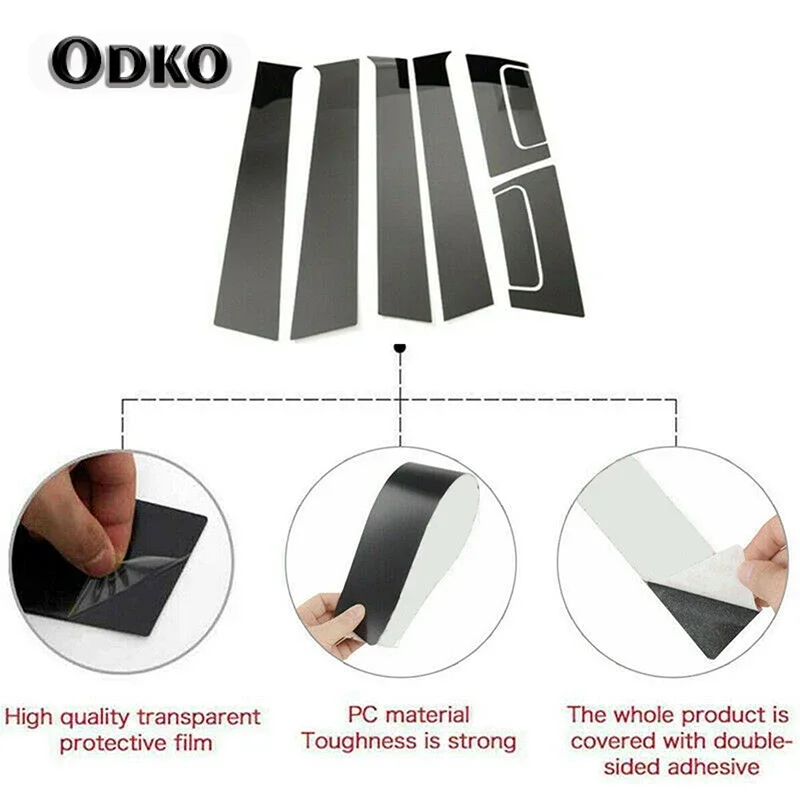 8pcs Glossy Black Window Door Column B C Pillar Post Cover Trim For Honda HRV 2015 2016 2017 2018 2019-2021 Decoration Stickers