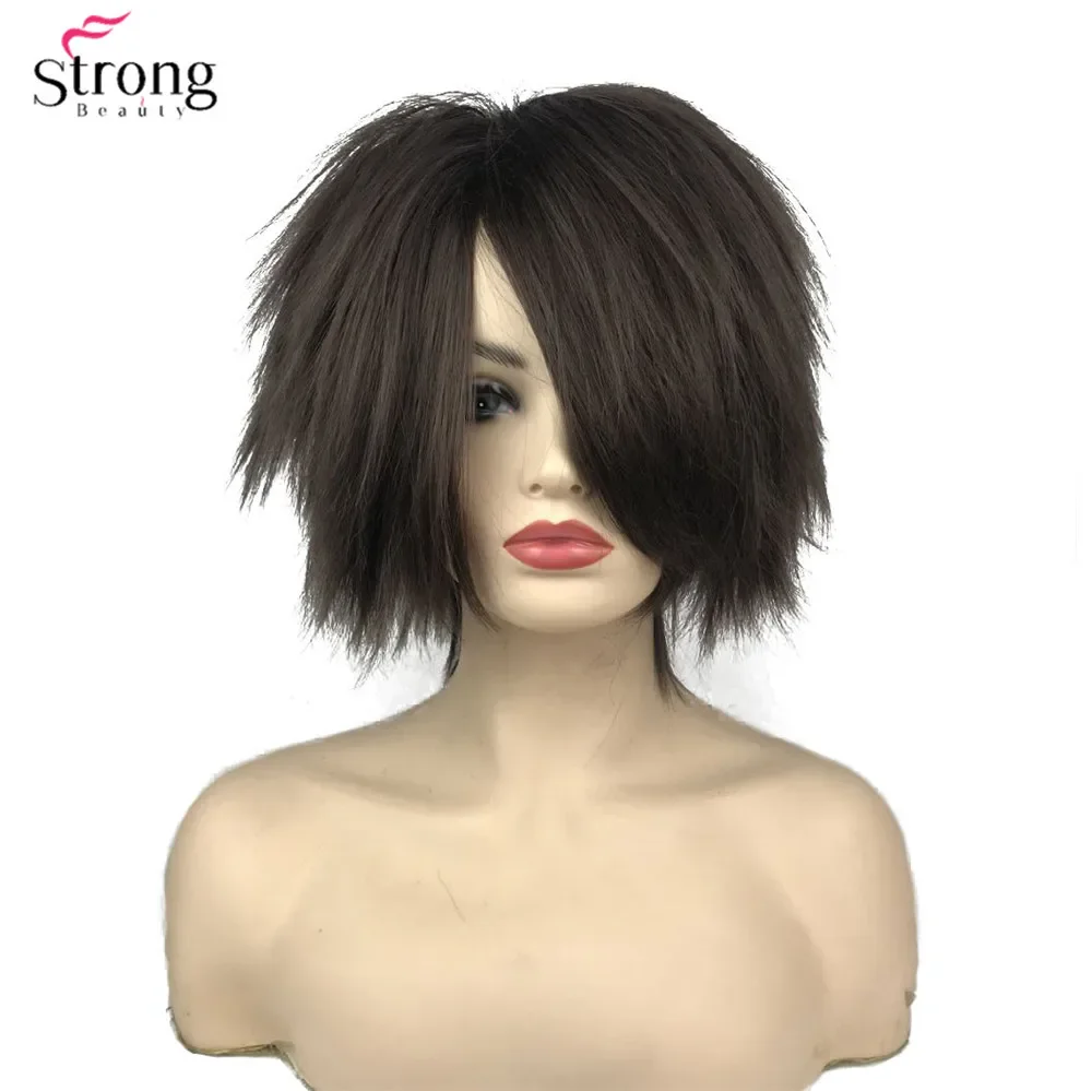 

StrongBeauty женский синтетический парик волос коричневый/белый короткие прямые парики косплей