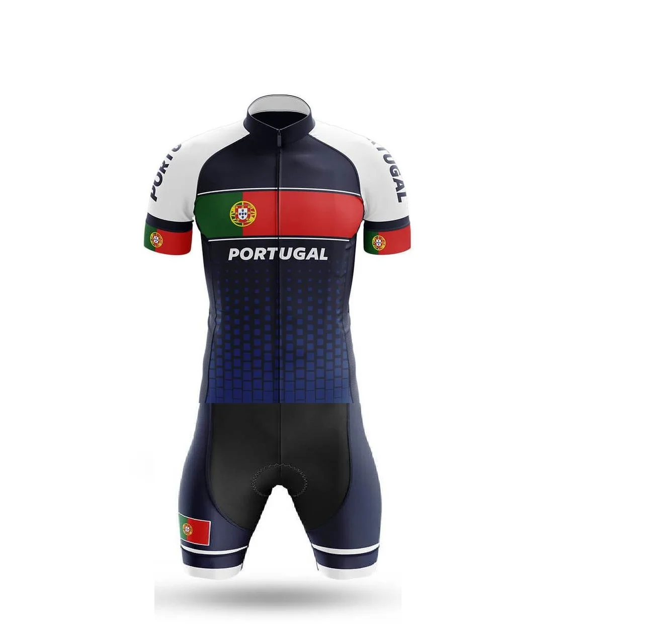 LASER CUT MEN'S CYCLING WEAR CYCLING JERSEY BODY SUIT SKINSUIT WITH POWER BAND Portugal NATIONAL TEAM SIZE: XS-4XL