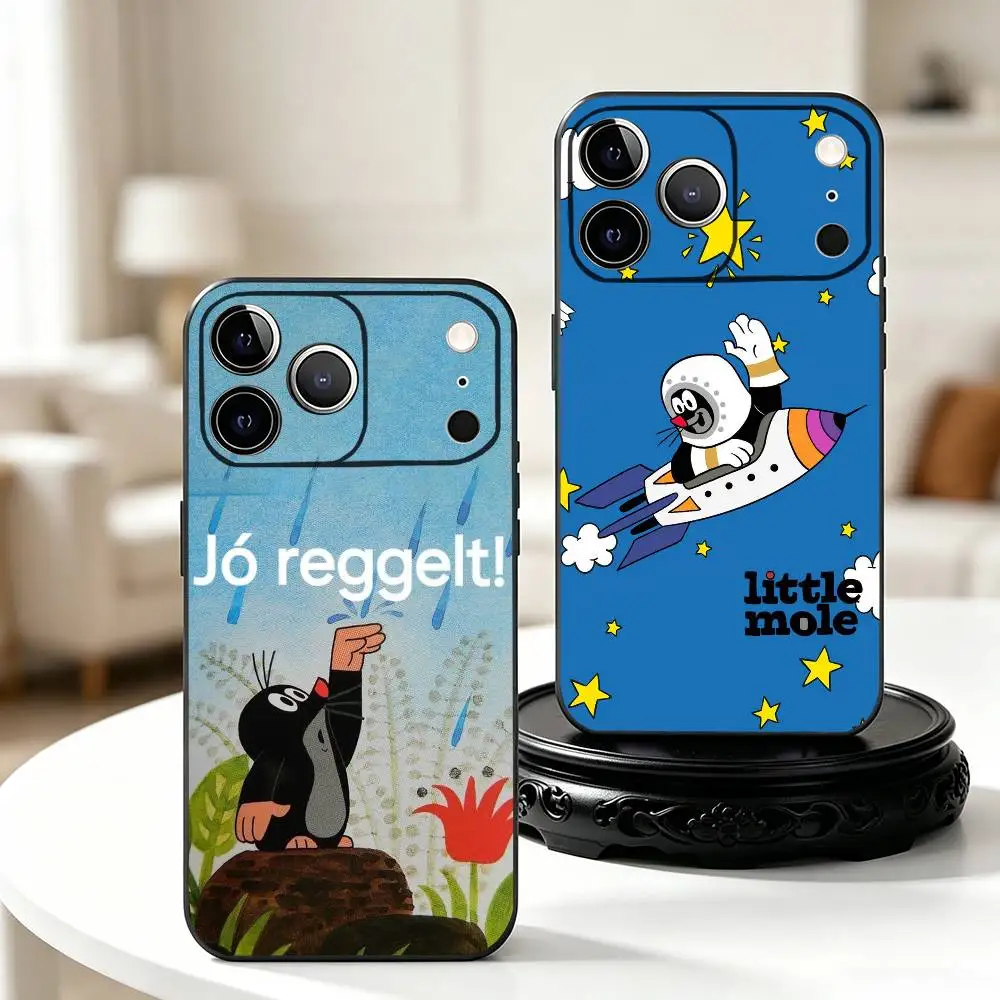 Capa de Celular Animada O Pequeno Rato para iPhone 17, 16, 15, 14, 13, 12, 11 Plus, Pro Max e Outros, Capa Protetora Macia Preta