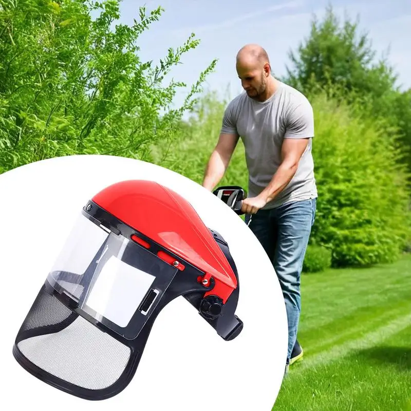 철사 강화 클리어 비전 잔디 깎기 얼굴 커버, 통기성 메쉬 타입 보호 얼굴 실드 헤드