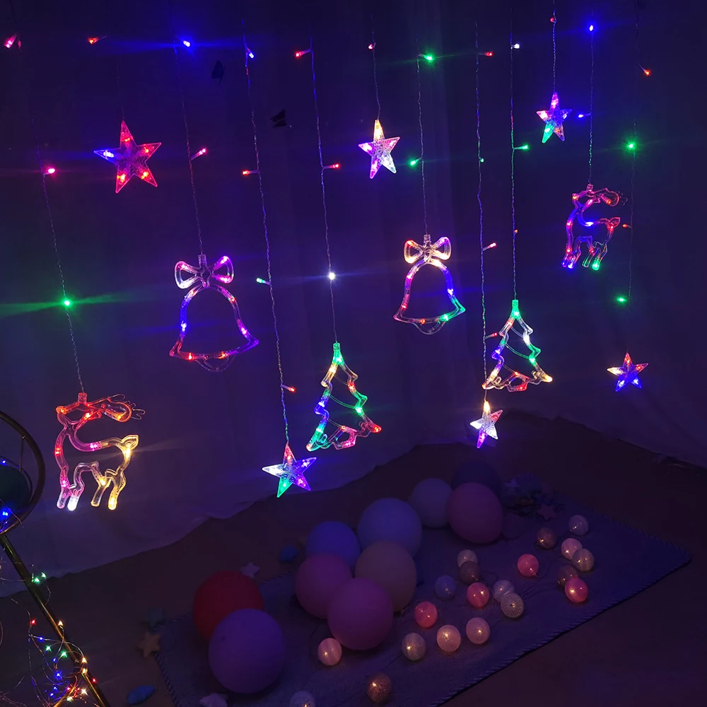 LED Christmas Lights Garland Fairy Lights String Star Lamp Outdoor Curtain Decor for Party Holiday Wedding New Year Decoration