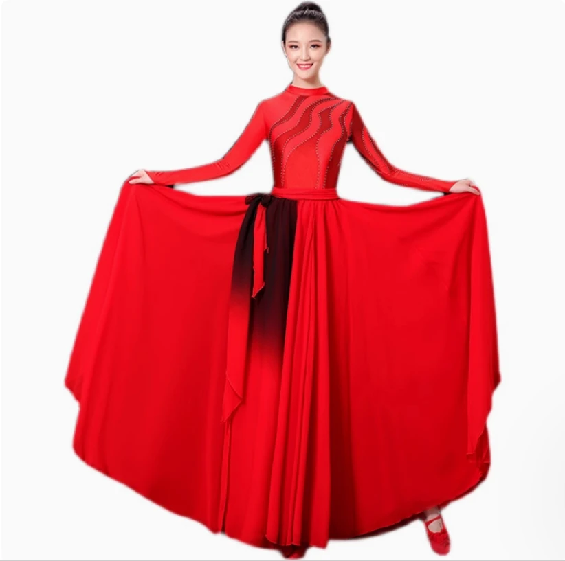 Classical dance elegant performance costume, Red Revolution Flame Dance costume, Ode to the Motherland performance costume