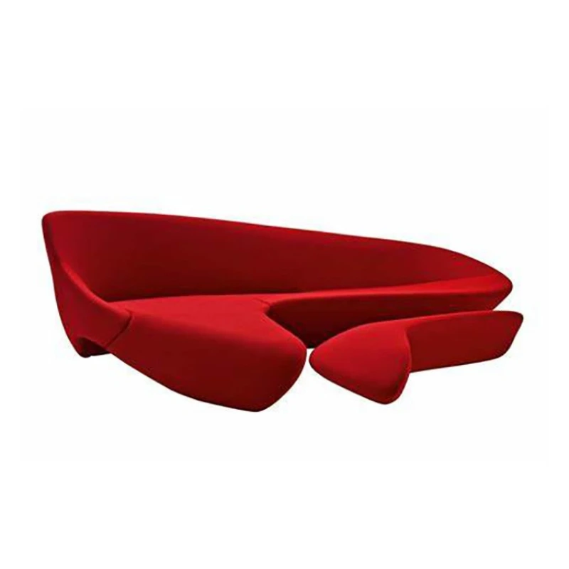 

Designer minimalist fiberglass special-shaped sofa Sales lobby Reception corner leather leisure sofa