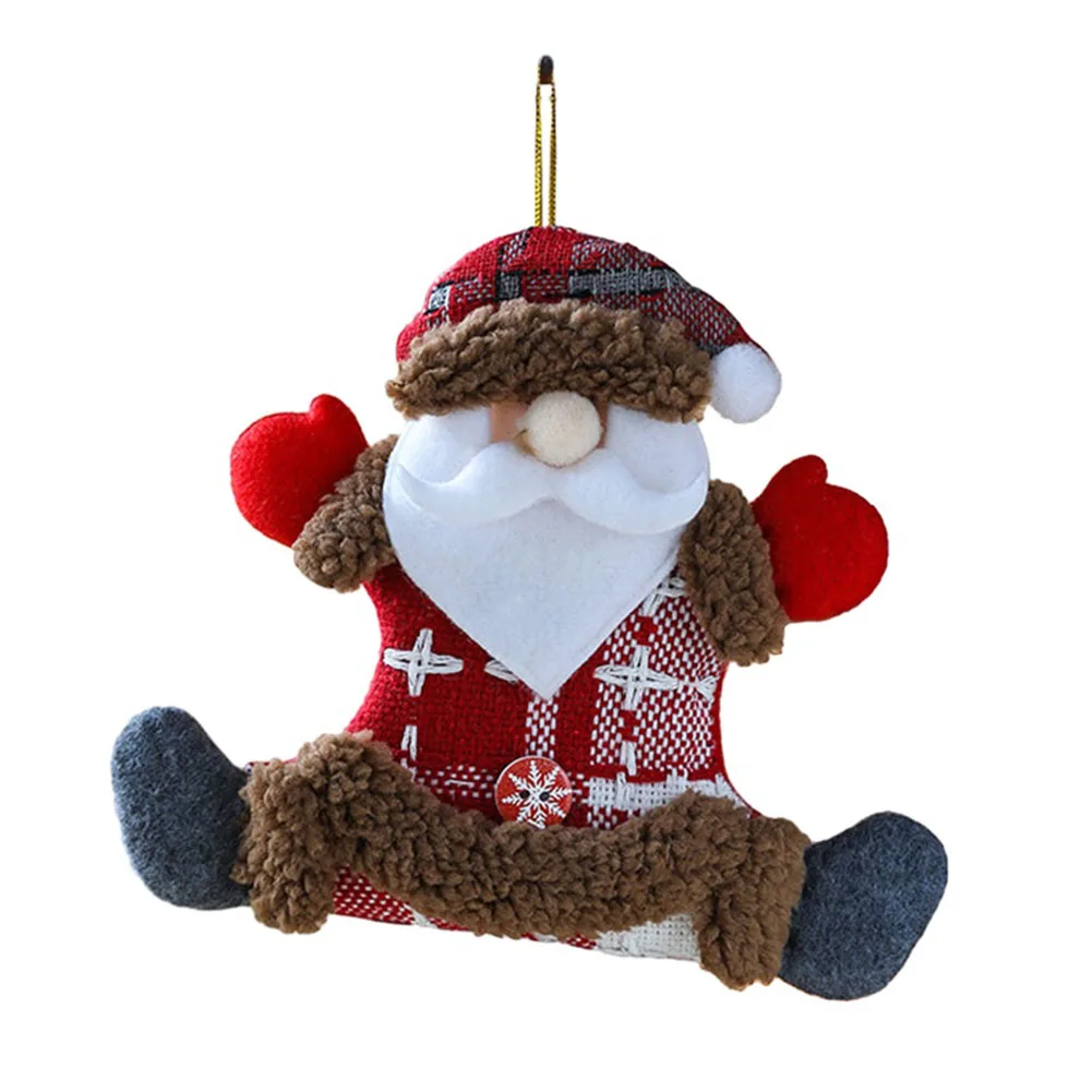 Christmas Tree Pendant 16x16Cm Lovely Santa Bear Elk Plush Toys Stuffed Animal Doll Christmas Decor For Children Kids Home