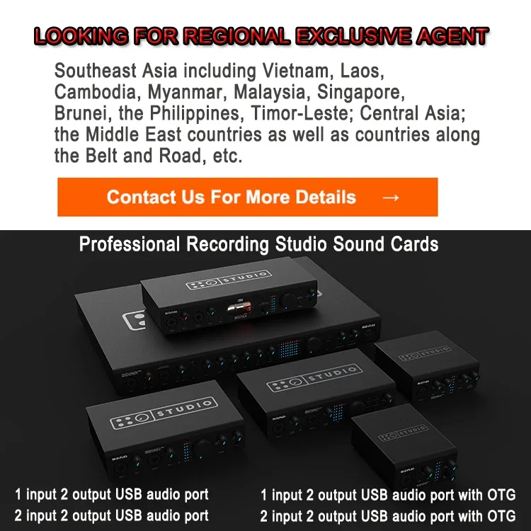 Midiplus Studio M Pro OTG Wholesale Full Set Professional Studio Recording Sound Card 1in2out USB Audio Interface with OTG