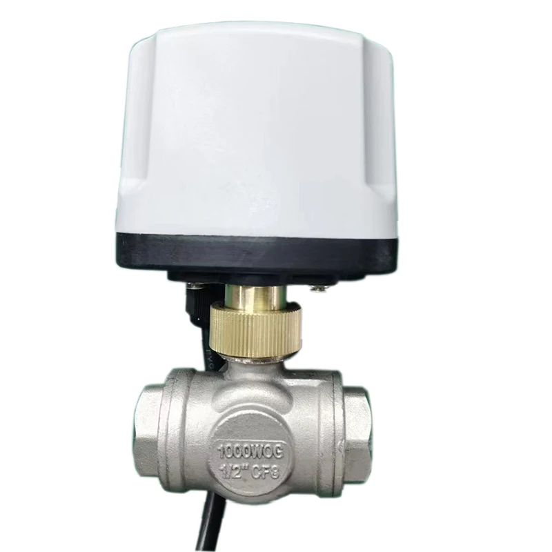 Imagem -02 - Impermeável Motorizado Válvula de Esfera tipo t Válvula de Esfera Elétrica 3-wire Controle 3-way 304 Aço Inoxidável Ip65 Dn15 220v 12v 24v