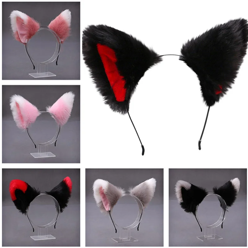 Fluffy Cat Ears Hair Clip Plush Animal Ear Hairpin Girls Cute Hairpin Cosplay Halloween Party Costume Hair Accessories