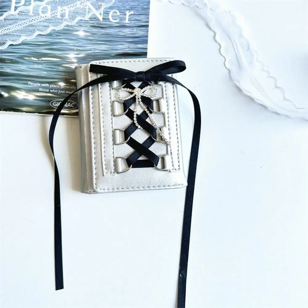 Casual New Y2k Silver Sweet Wallets Strap-on Designer Original Short Coin Purse Korean Style Cute Wallet Women Girl
