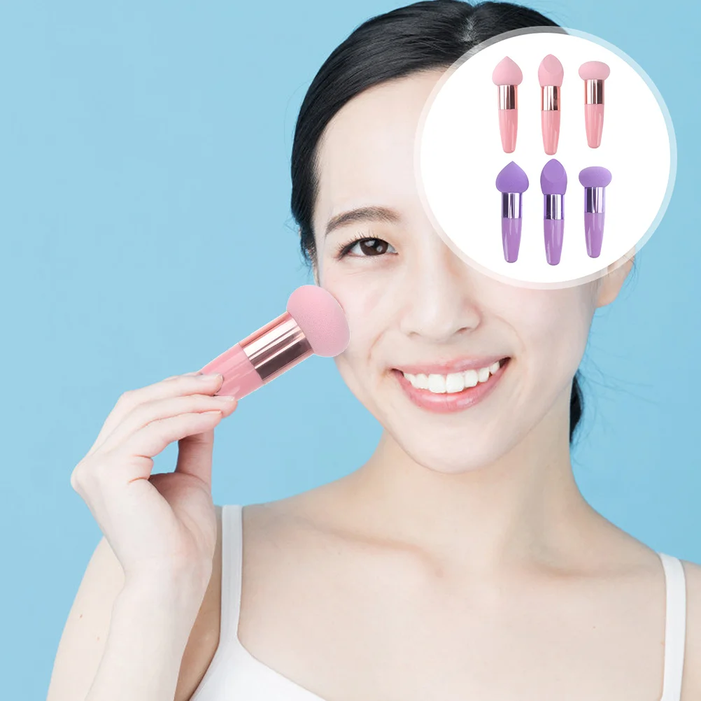 Juego de 2 bolígrafos de esponja de maquillaje, mango de fácil agarre de larga duración Premium para base, crema, corrector, colorete, resaltador multifuncional