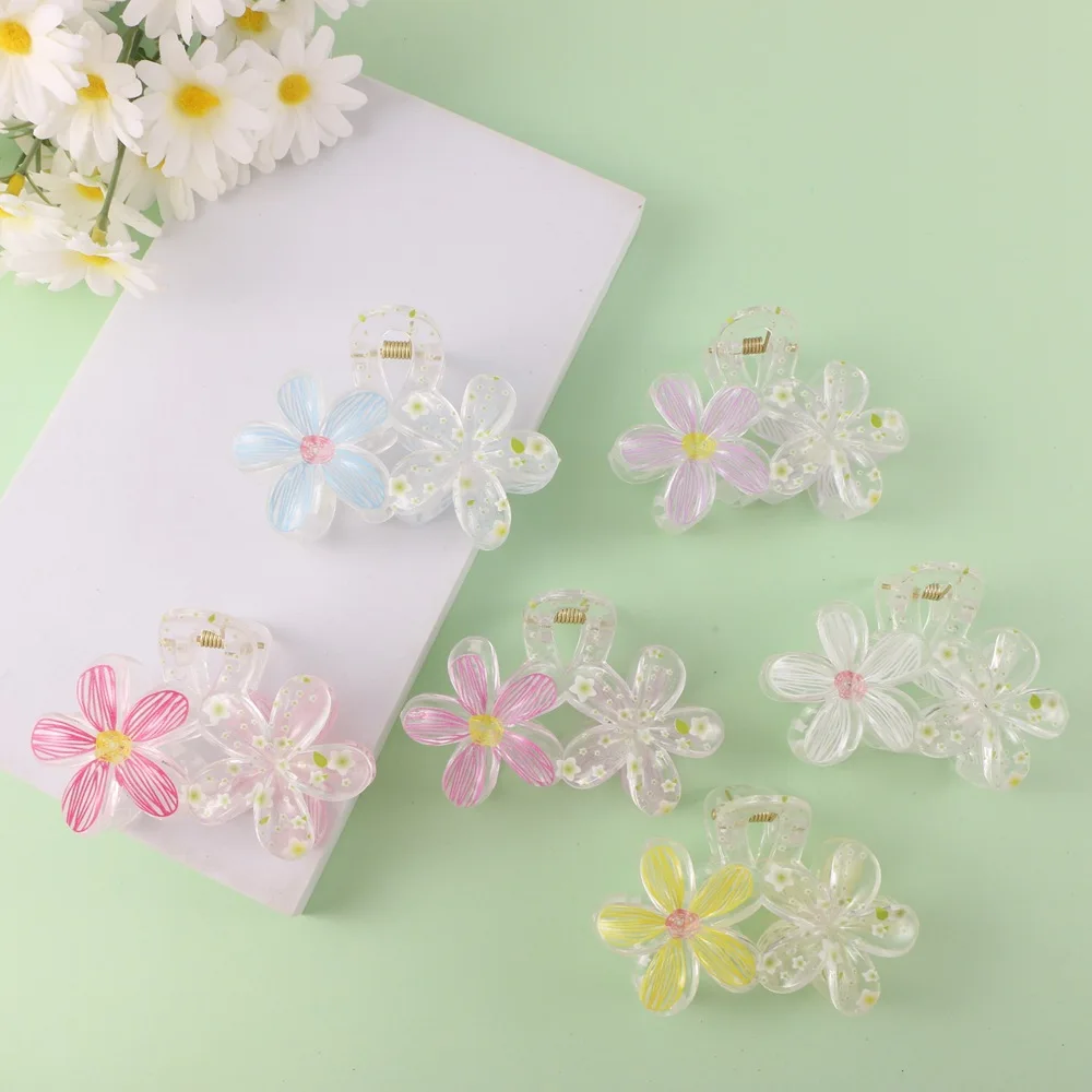 مشبك شعر على شكل زهرة البيض المزدوج مشبك شعر حلو للنساء رأس خلفي إكسسوارات شعر شعبية عبر الحدود رائجة البيع #2