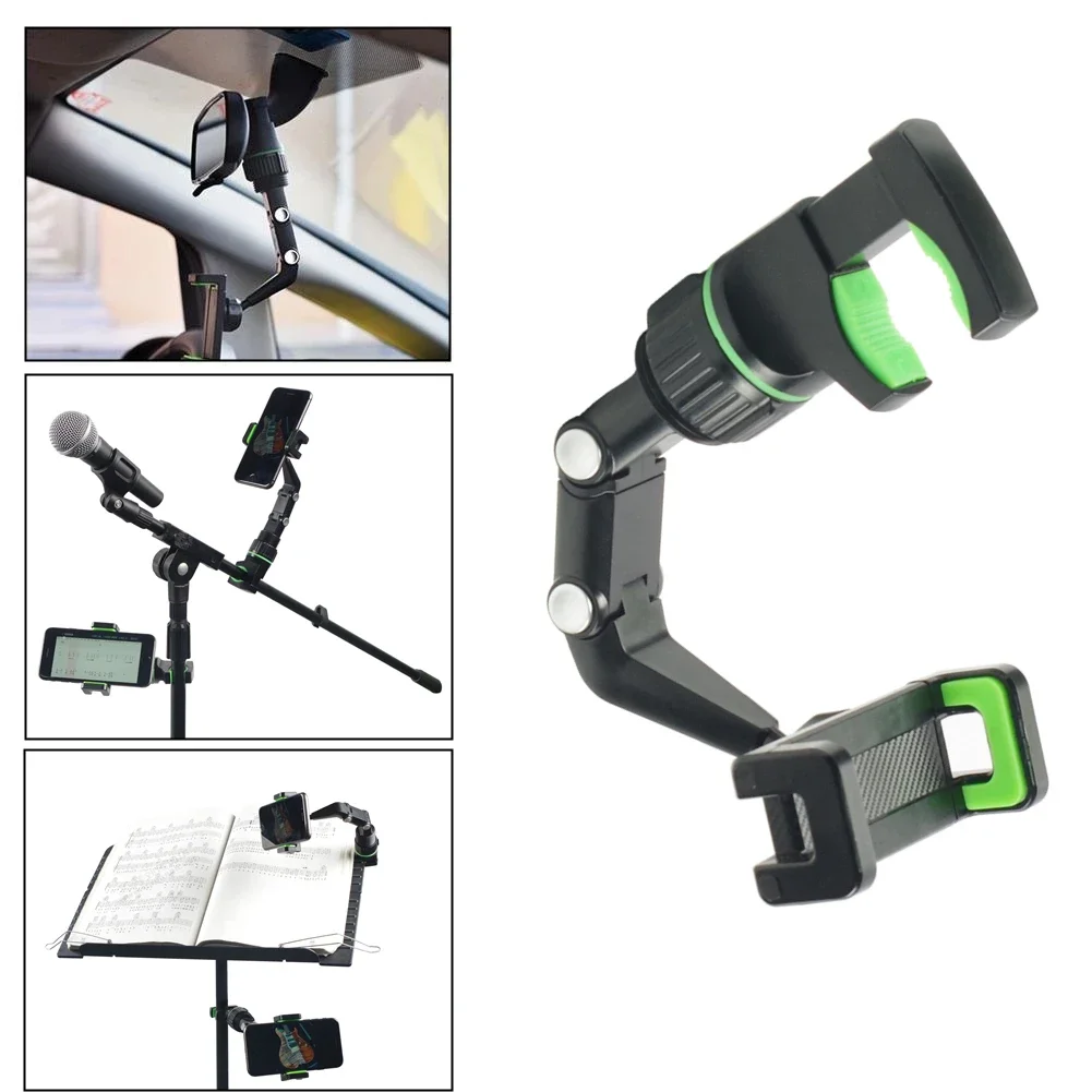 1x Phone Holder For Guitar Head Mic Music Stand Degree Rotatable Phone Support Multifunctional Live Broadcast Bracket Clip