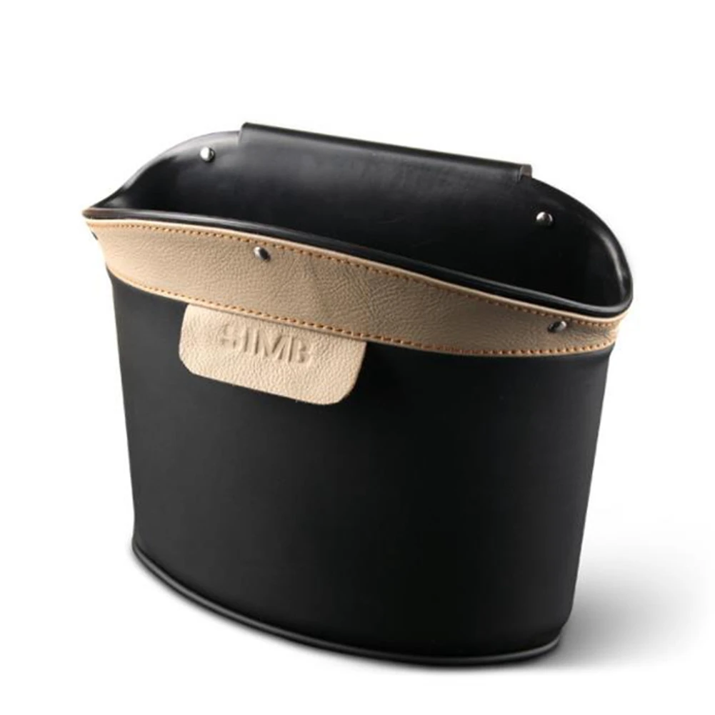 Car Rubbish Bin Auto Leather Garbage Bin Storage Box Organizer Car Seat Door Waste Bin Bag Interior, Beige