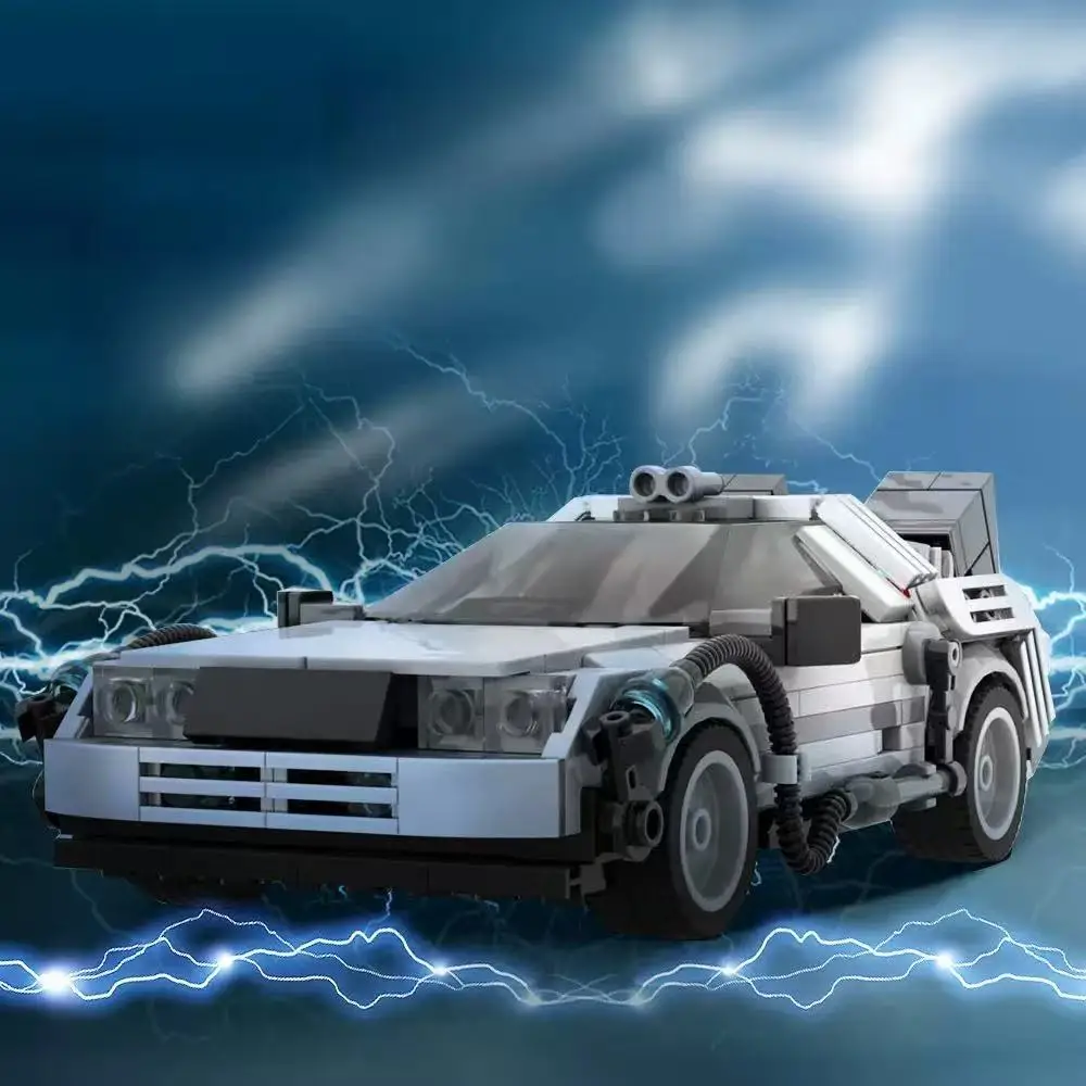

MOC Deloreaned Back To The Future Racing Car Time Machine Modle Building Block Science Fiction Trucks Children Toy Children Gift
