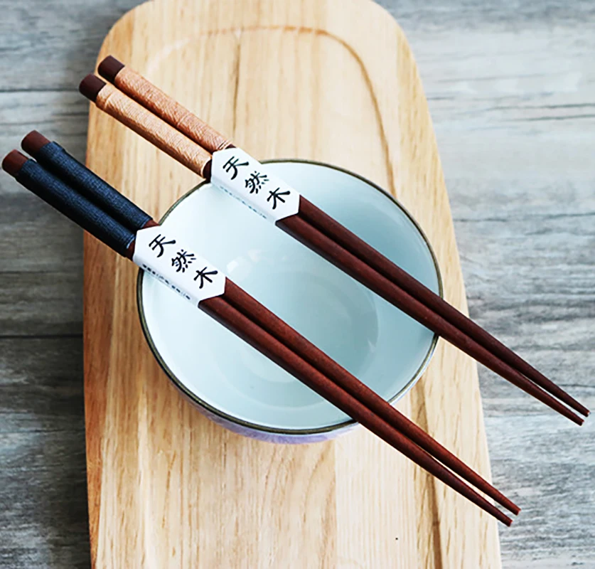 Wooden Chopsticks With Thread Wrapping Chinese Food Noodle Sushi Anti Slip Chopsticks Home Hotel Restaurant Chopsticks Tableware