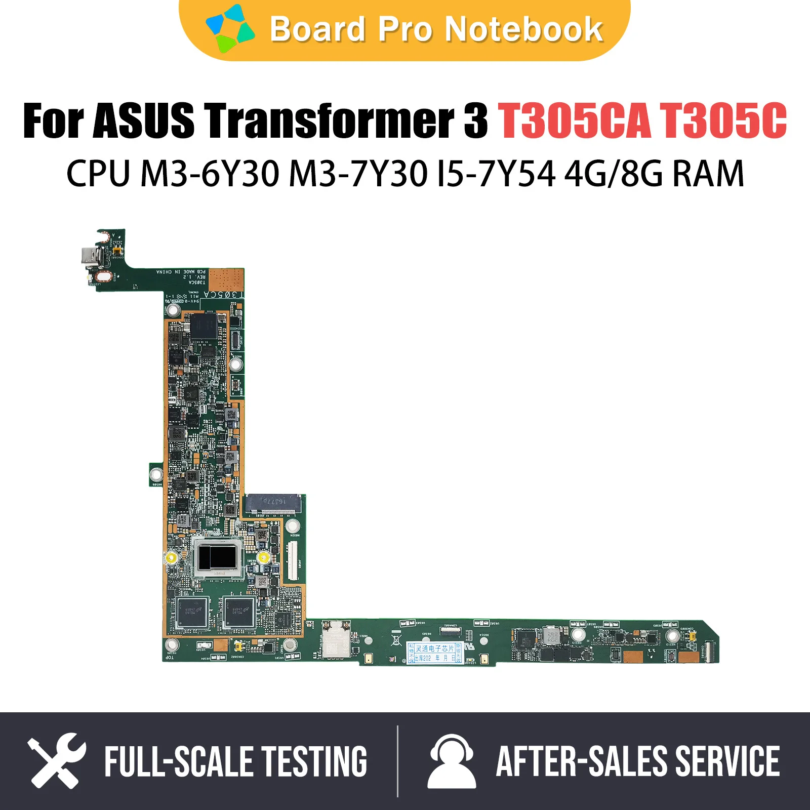 

Laptop Motherboard For ASUS Transformer T305C T305CA Notebook Mainboard M3-6Y30 M3-7Y30 I5-7Y54 4G 8G-RAM 100% Working TEST