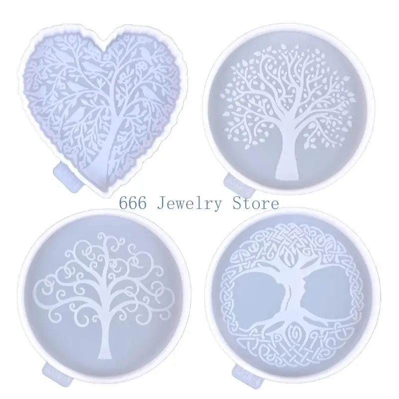 

F2TD Tree of Life Tray Coaster Mold Silicone Epoxy Resin Placemat Coaster Mold Used to Make Artificial Agate Pieces Coasters