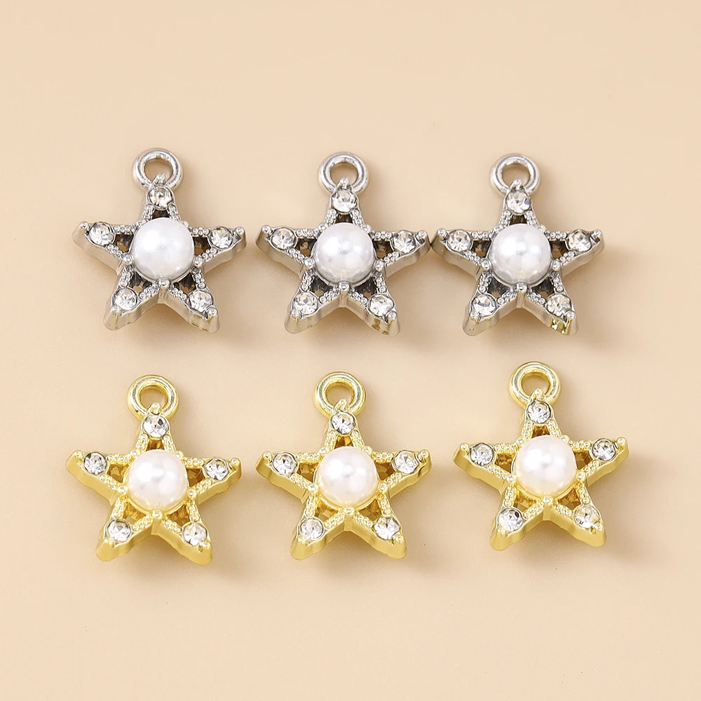 Leslie 5 Stück exquisite süße Kristall-Polaris-Charms, Sterne-Anhänger für handgefertigte Tropfen-Ohrringe, Halskette, Armband, DIY-Schmuckherstellung – Detail 11