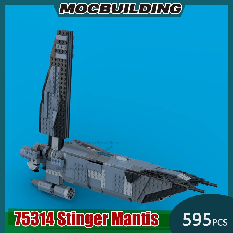 Строительные блоки MOC, сделай сам, сборные кирпичи 75314, модель Stinger Mantis, космическая коллекция, дисплей, креативные рождественские игрушки, подарки, 595 шт.