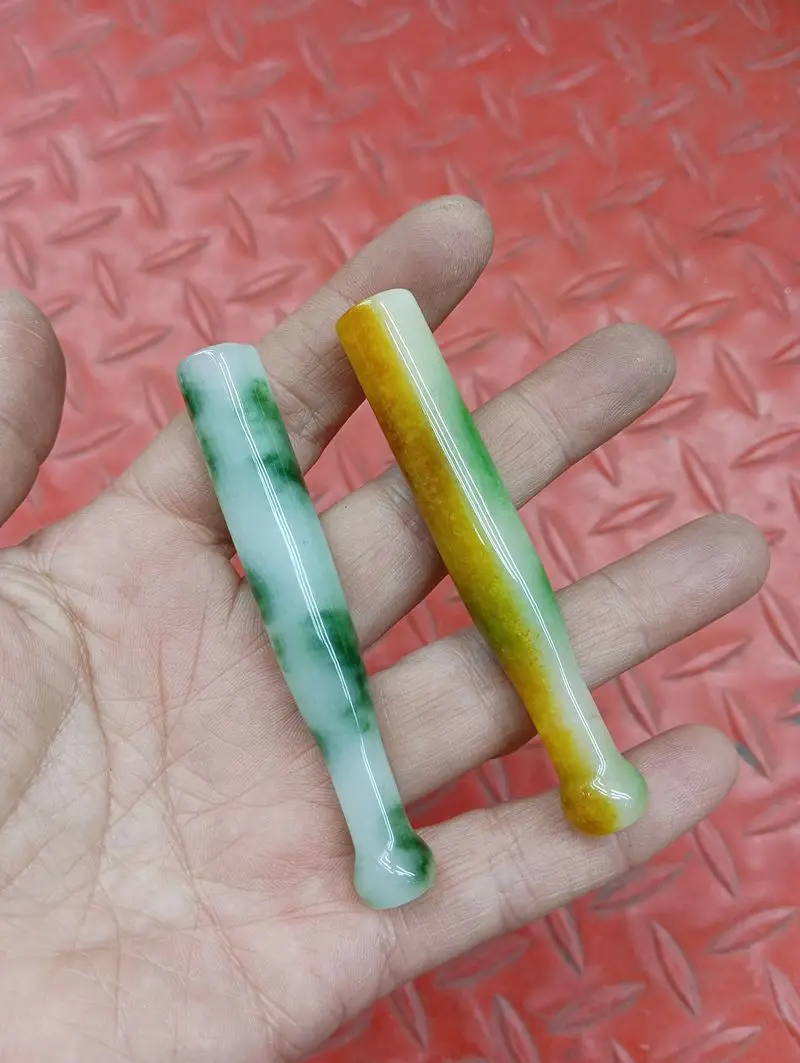 Two Piece Cigarette Holder Pipe Health Protection Nicotine Removal Hand Polish Nature Jade Gemstone