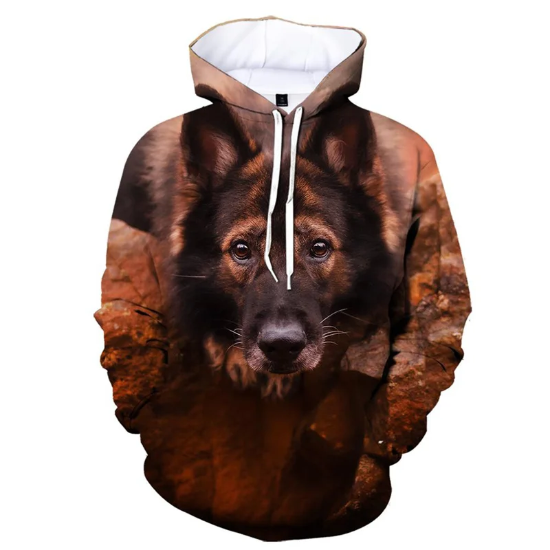 Men Hoodies Sweatshirts Cute 3D Printed German Shepherd Hoodie Fashion Casual Long Sleeves Dog Pattern Pullover Street