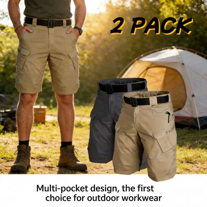 

Комплект из 2 мужских тактических шорт с быстрым высыханием и дышащим дизайном с множеством карманов, рабочие шорты, походные шорты в четырех цветах на выбор