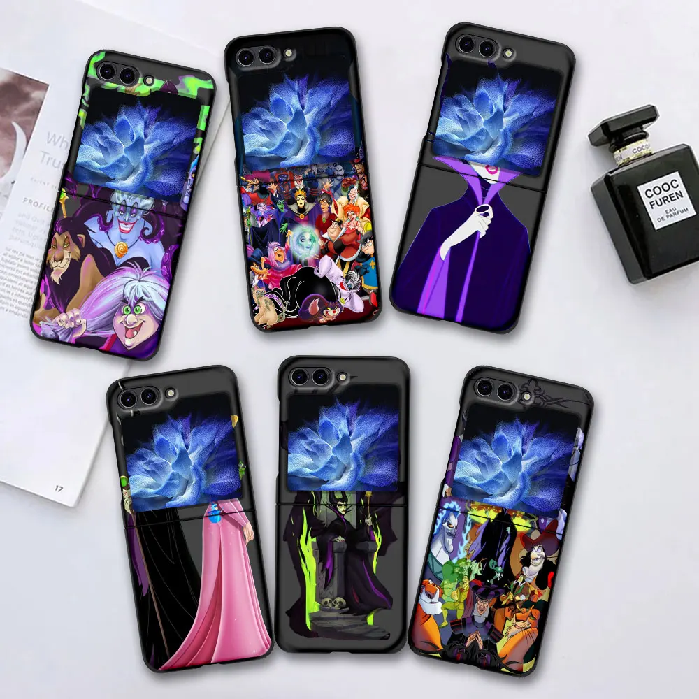 Disney Maleficent Case for Samsung Galaxy Z Flip 6 5 Black Hard Cover Flip6 Flip5 Mobile Phone Shell Zflip6 Zflip5 Funda Capa