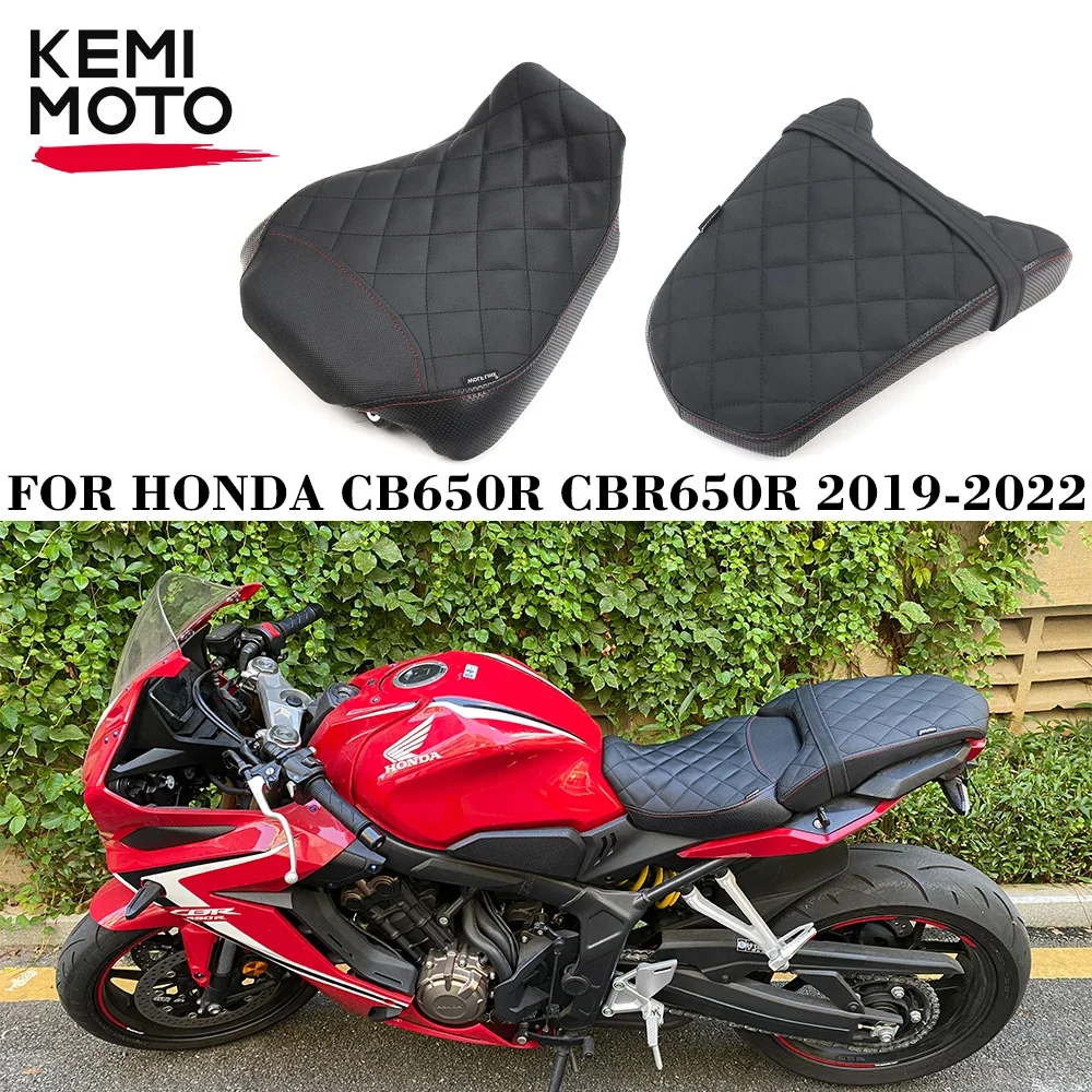 

For Honda CB650R CBR650R 2022 Motorcycle Seat Cushions Front Rider Rear Passenger Cushion Seat Pad Cowl Synthetic Leather