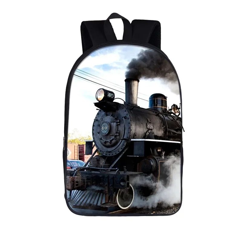 Old-fashioned Steam Train / Locomotive Pattern Backpack for Teenager School Bags Women Rucksack Travel Student Book Bags Gift