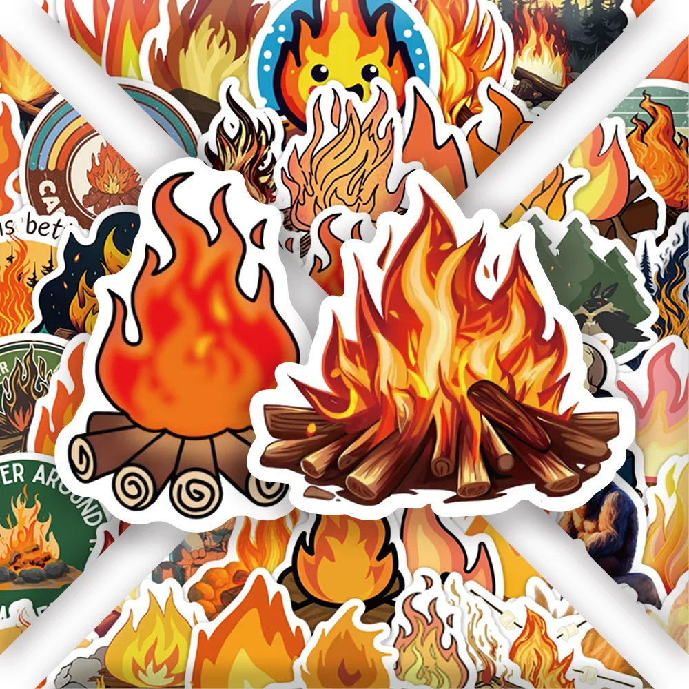 

10/50PCS Campfire Stickers Cartoon Cool Fun Doodle Decorative Pencil Box Refrigerator Scrapbook Waterproof Decal Kids Toy
