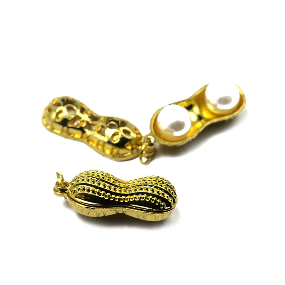 

10pcs Pearl Peanut Pendant Alloy Charm Simple Stylish Unique Shape Design Fashion Jewelry Making DIY Accessories