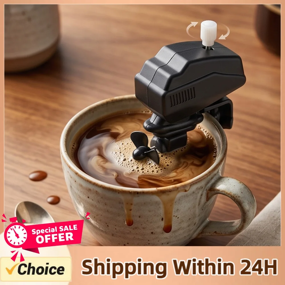 10 Pcs Wind Up Outboard Motor Coffee Mixer Small Electric Drink Mixing Gadget for Coffee Milk Tea and Juice