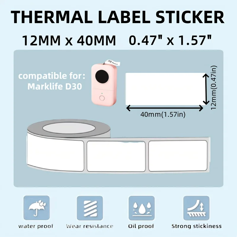 10 rotoli 12x40mm etichette termiche bianche 160/pre-taglio Q31 Q30 Q30S Q32 D35 D30 codice a barre ufficio logistica al dettaglio