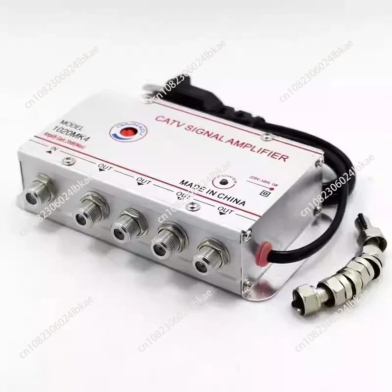 AC 220V 4 Way CATV Cable TV Splitter Amplifier 30dB Digital TV Antenna Signal Booster Home Tv Equipments 45Mhz to 860MHz US Plug