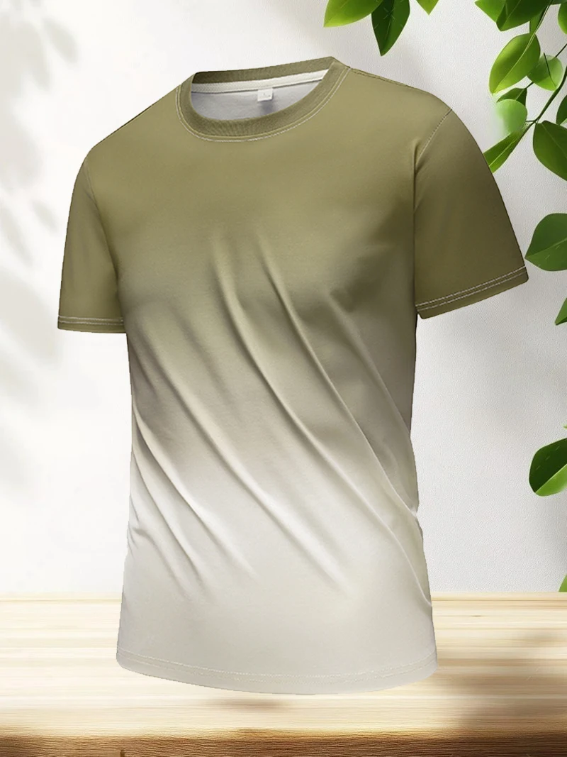 

Ice Silk T-Shirts Men Quick Dry Summer Gradient Gym Shirts Men Slim Fit Casual Short Sleeve Shirts Sportswear Running Tops