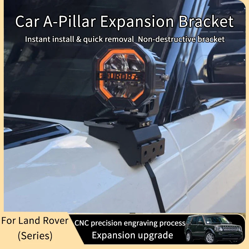 Quick-release A-pillar and hood expansion spotlight bracket for Range Rover Sport (2013–2022 models) made of aluminum alloy