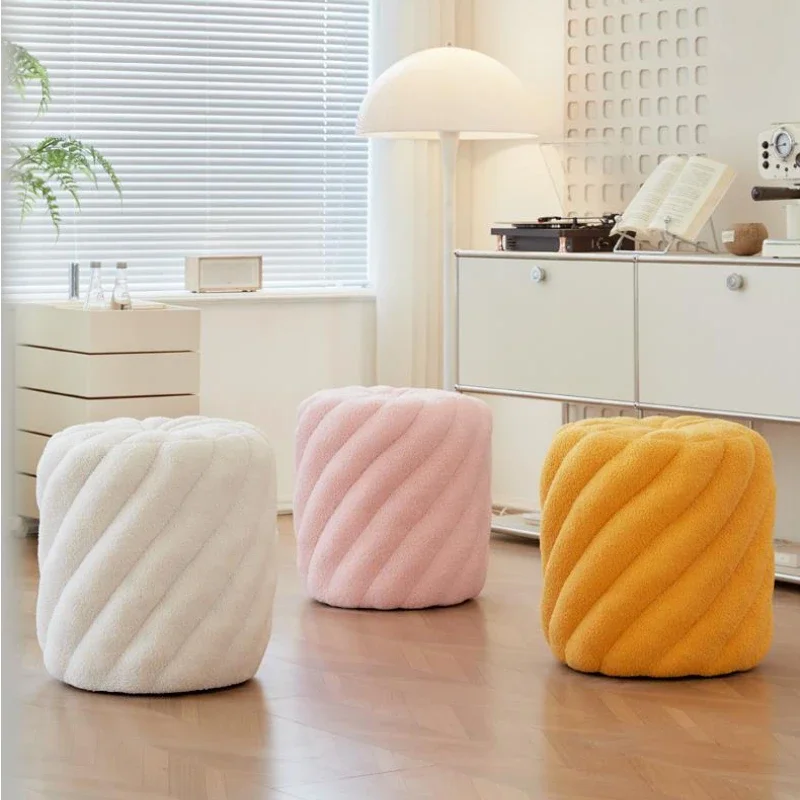 Cream Nordic Makeup Stool for Girls Bedroom Home Simple Modern Dressing Table Side Chair Light Luxury Bedroom Round Stools