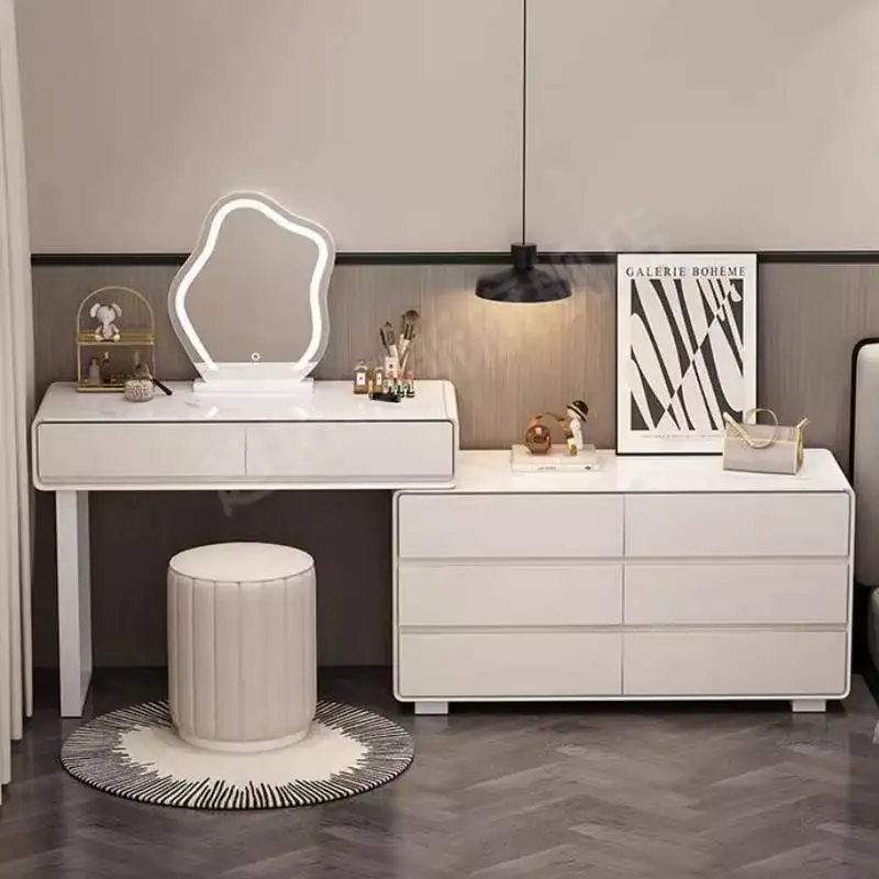 

Aesthetic Wood Vanity Table Nordic Professional Organizer Mirror Vanity Table Bedroom Salon Coiffeuse De Chambre Furniture