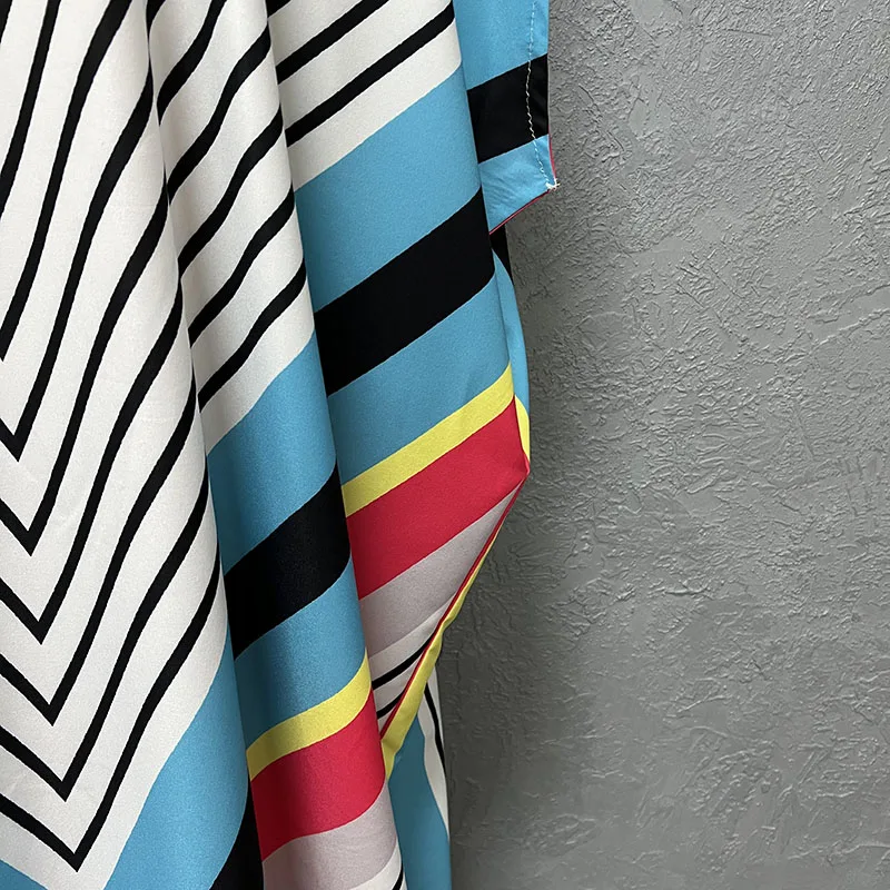 الصيف السببية شريط طباعة فستان طويل فضفاض عباية الأفريقية المرأة أنيقة Dashiki رداء موضة س الرقبة Batwing كم رداء فساتين #6