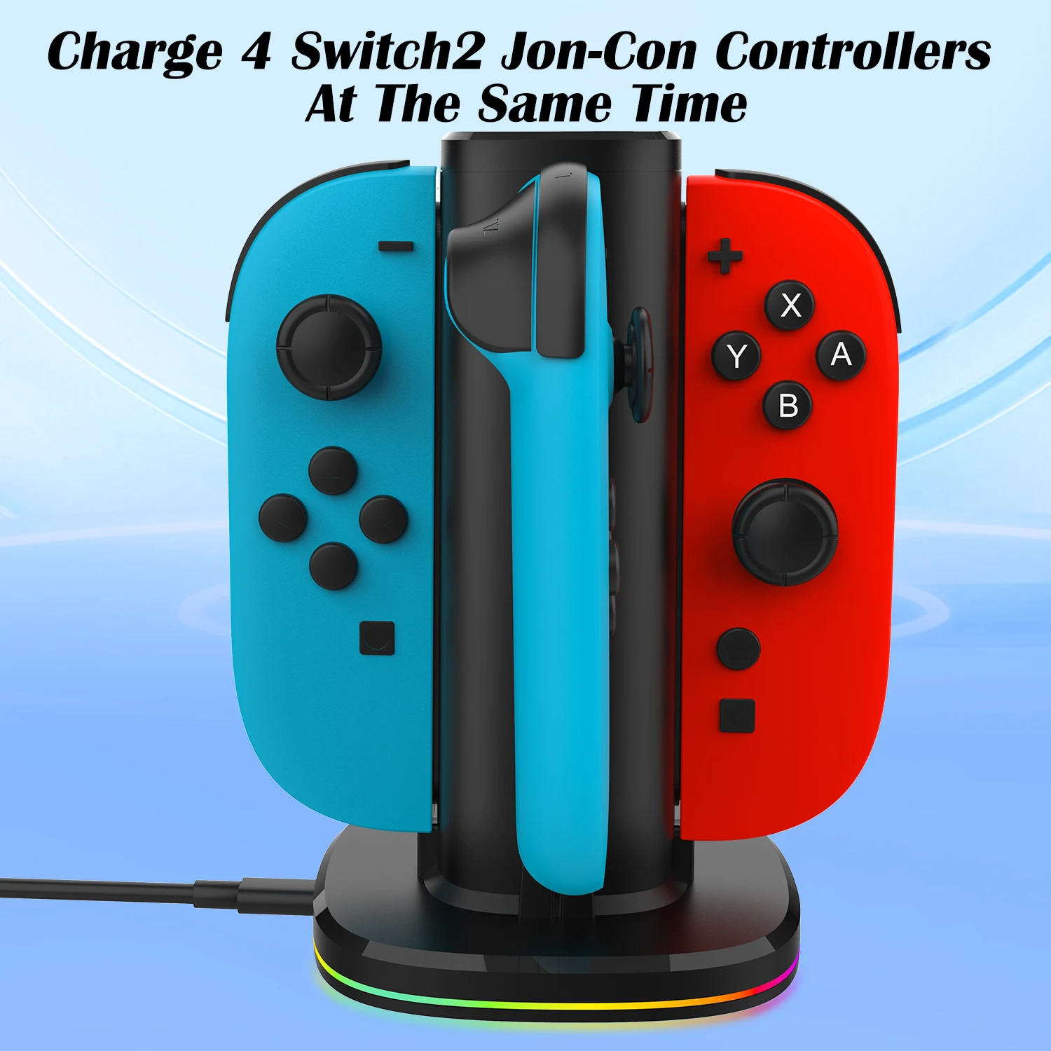 شاحن مغناطيسي لاسلكي لـ NS2 4-in-1 محطة شحن مغناطيسية للتبديل 2 Joy con Accessories Switch2 حامل شحن سريع