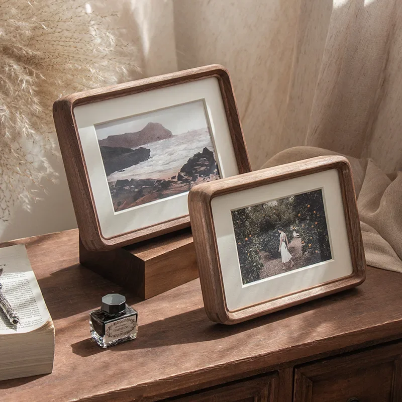 Solid Wood Photo Frame Mortise and Tenon Joint Design,High-grade Walnut and Teak Round Corner 6-10inch A4 Wedding Picture Frame
