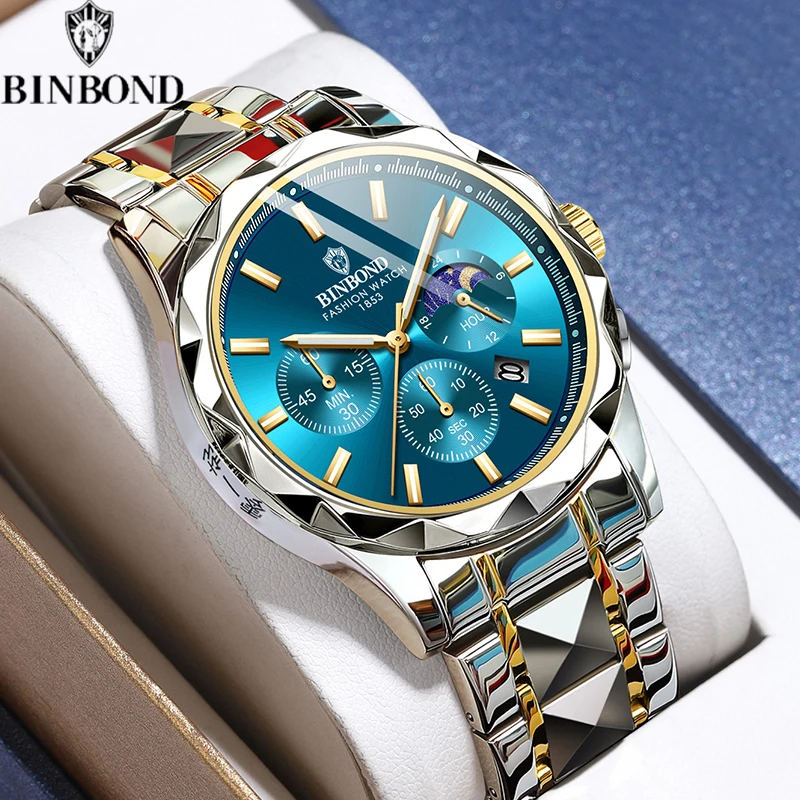 BINBOND Men Watches Brand Luxury High Quality Waterproof Sport Quartz Chronograph Military Watch Men Clock Relogio Masculino