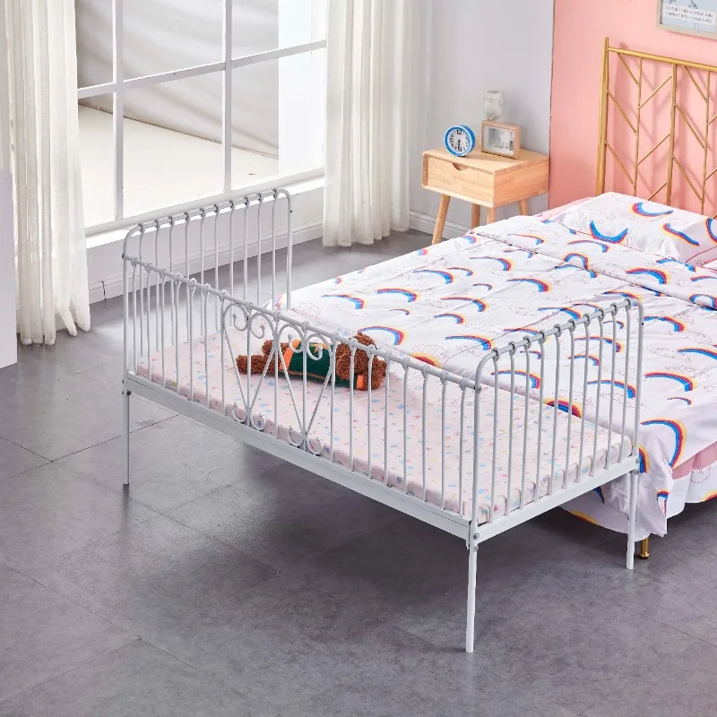 modern design simple safety frame folding children's iron bed with guardrail